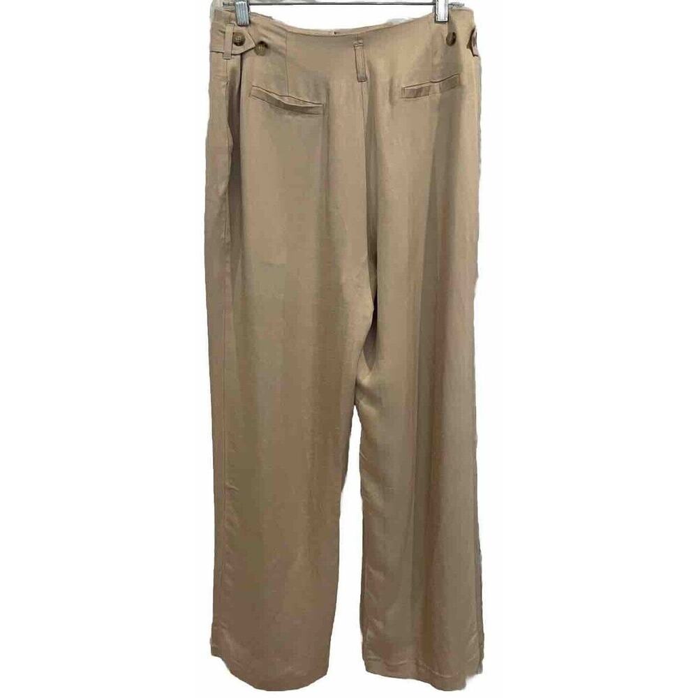 Nation Ltd Del Pants Rayon/Linen Tan Pants, Vintage Cut Wide Leg High Waist Sz M - Picture 12 of 16